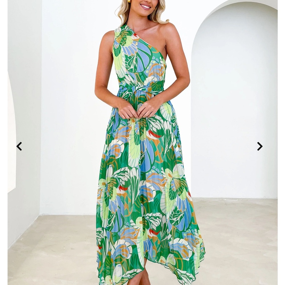 Gingham and Heels one-shoulder jungle print